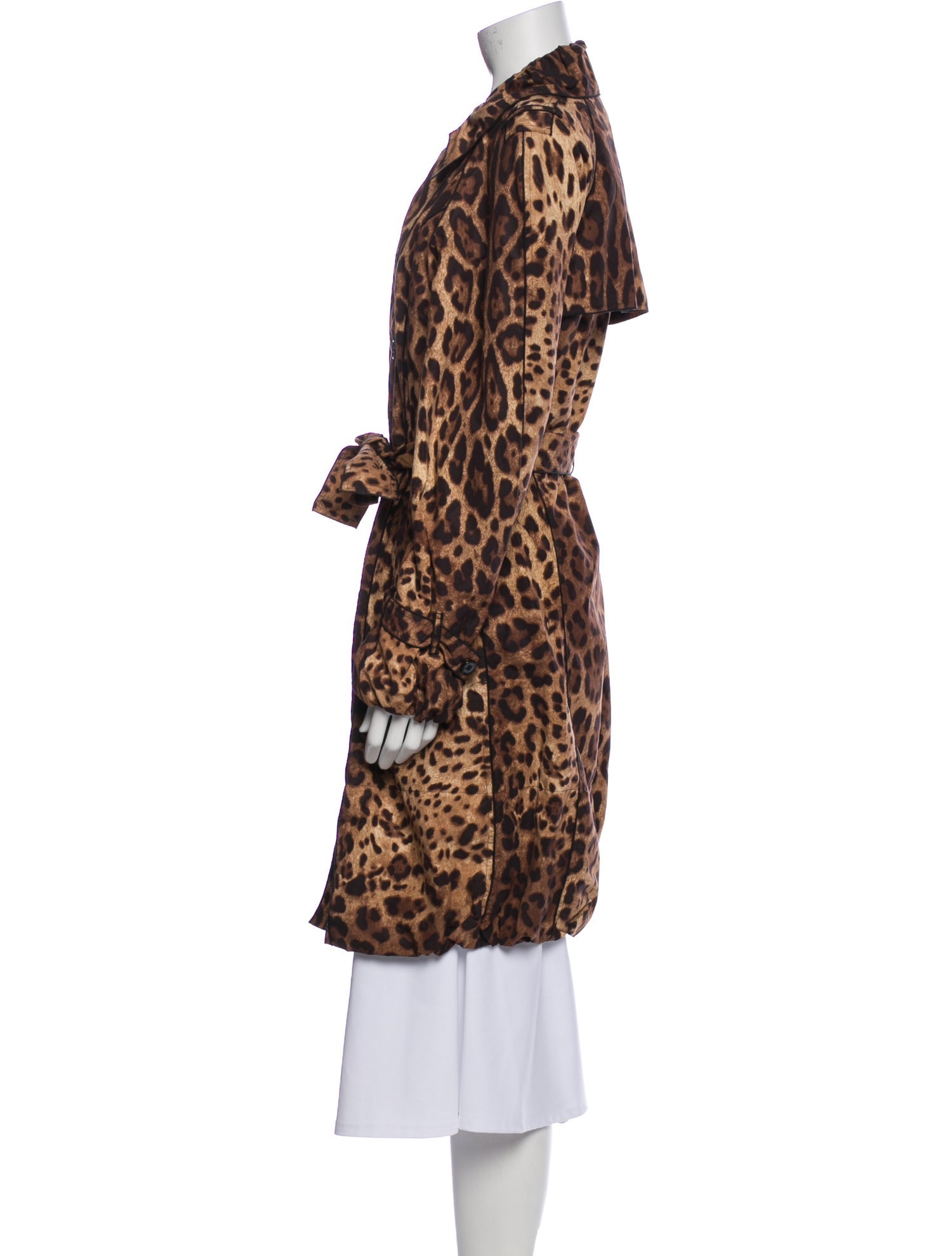 Dolce & Gabbana Nylon Animal Print Trench Coat