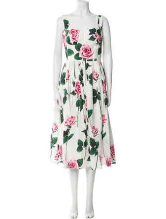 Dolce & Gabbana Floral Print Midi Length Dress