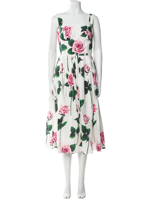 Dolce & Gabbana Floral Print Midi Length Dress