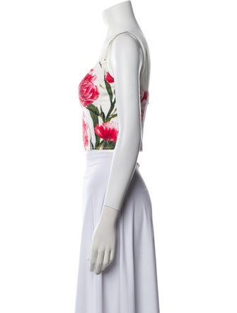 Dolce & Gabbana Floral Print Square Neckline Crop Top