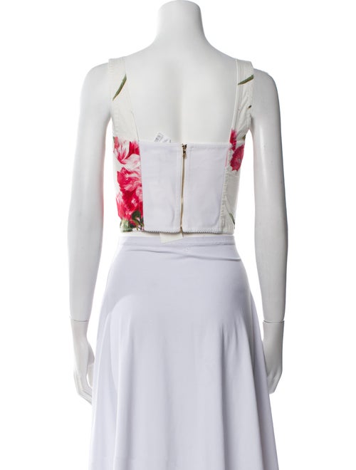 Dolce & Gabbana Floral Print Square Neckline Crop Top