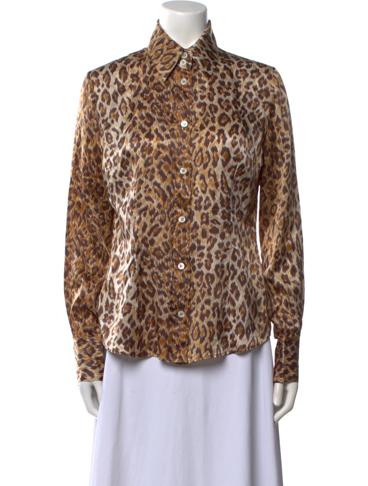 D&G Silk Animal Print Button-Up Top
