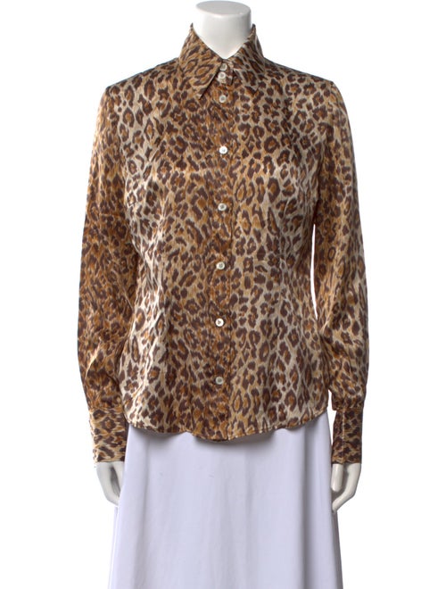 D&G Silk Animal Print Button-Up Top