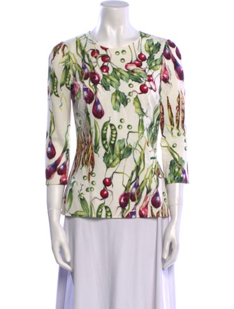 Dolce & Gabbana Printed Scoop Neck Blouse