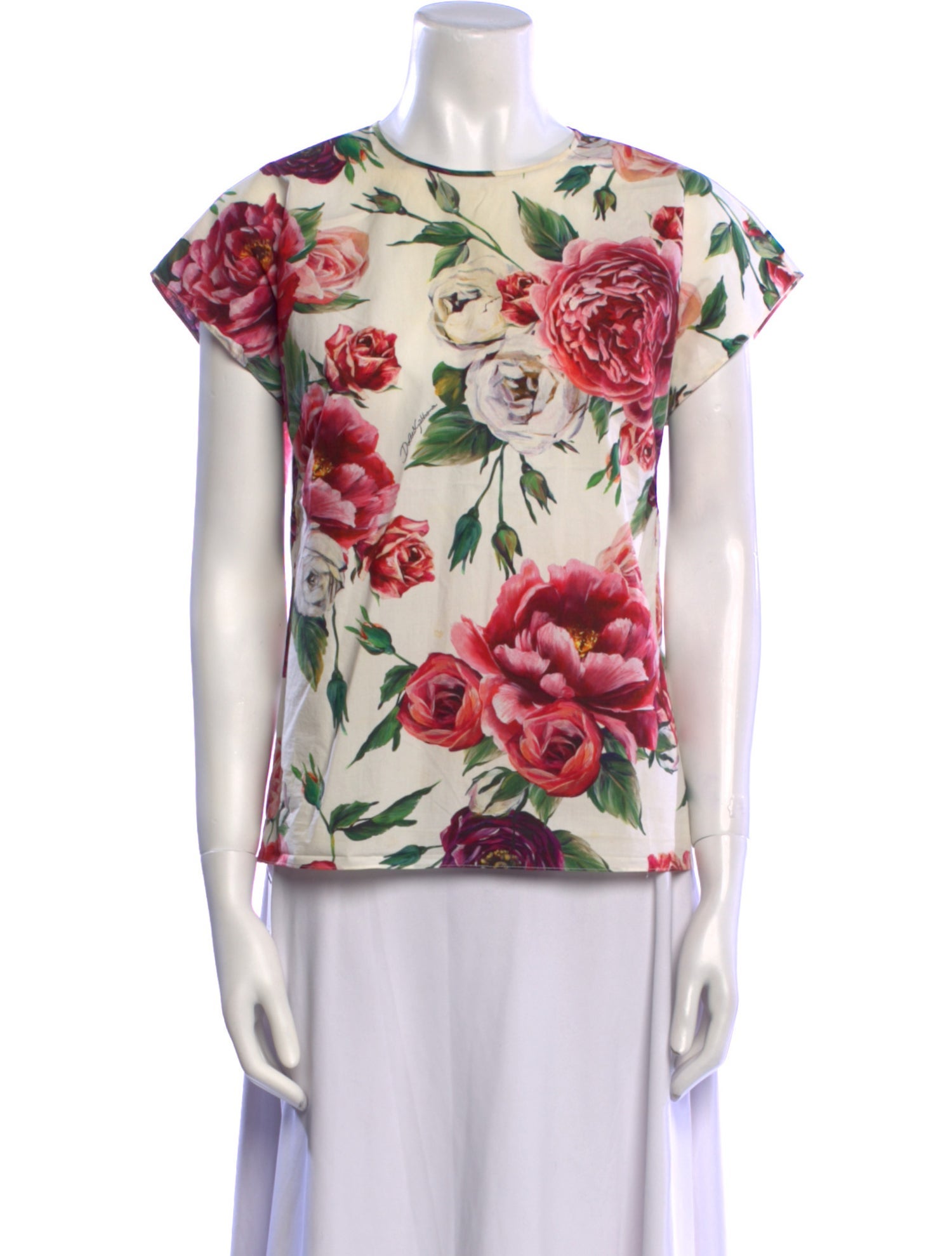 Dolce & Gabbana Floral Print Crew Neck T-Shirt