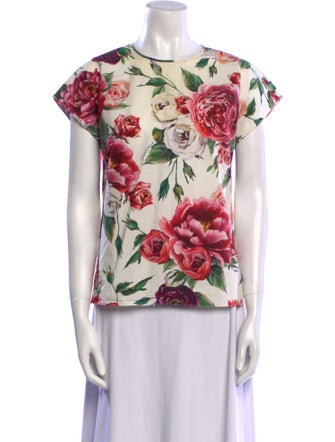 Dolce & Gabbana Floral Print Crew Neck T-Shirt