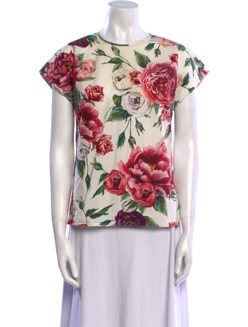 Dolce & Gabbana Floral Print Crew Neck T-Shirt