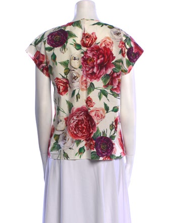 Dolce & Gabbana Floral Print Crew Neck T-Shirt