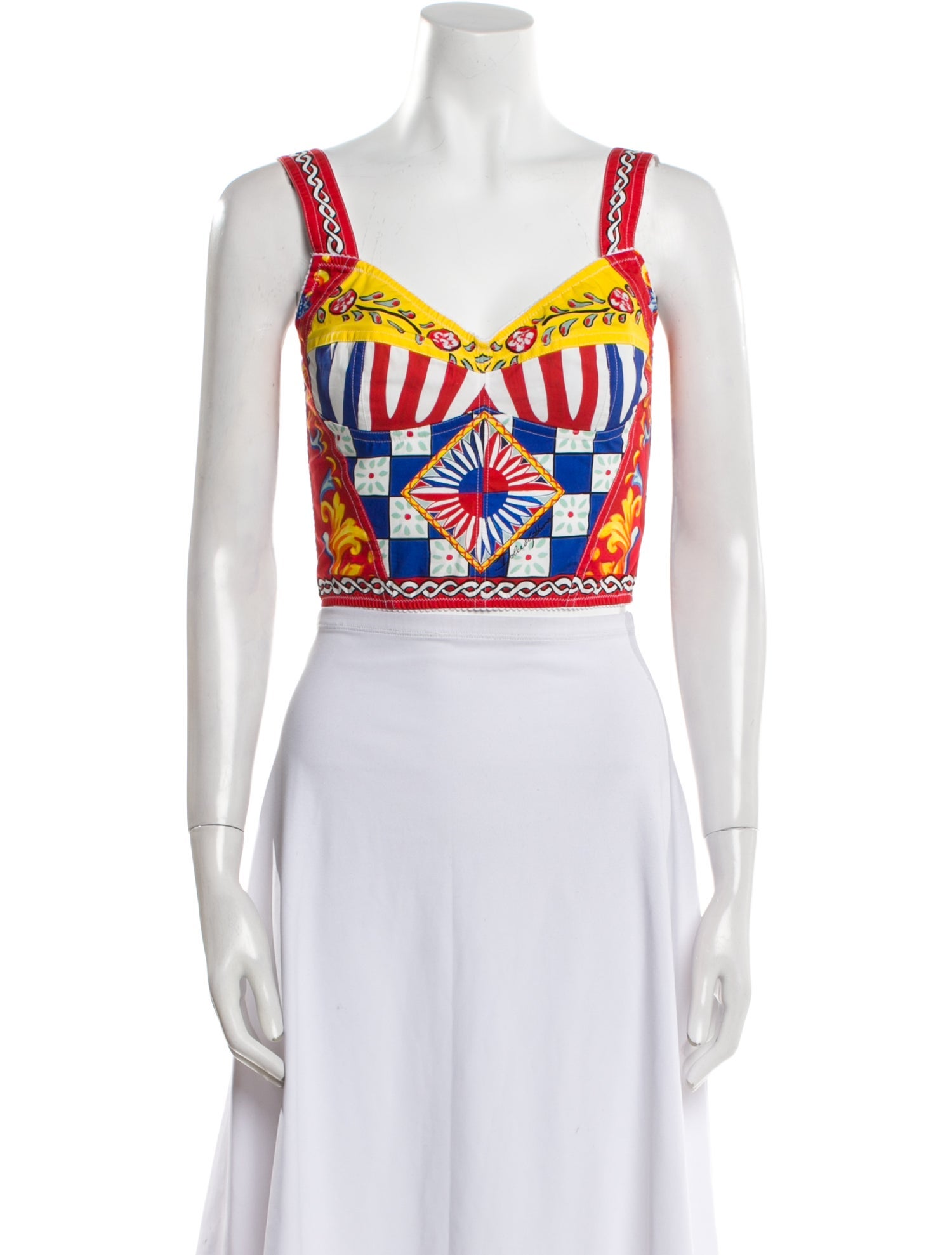Dolce & Gabbana Printed V-Neck Crop Top