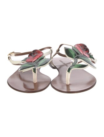 Dolce & Gabbana Leather Floral Print Slingback Sandals