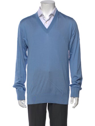 Dolce & Gabbana Enameled Metal Triangle V-Neck Pullover