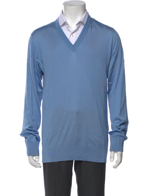 Dolce & Gabbana Enameled Metal Triangle V-Neck Pullover