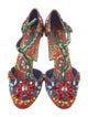 Dolce & Gabbana Majolica Print Canvas T-Strap Pumps
