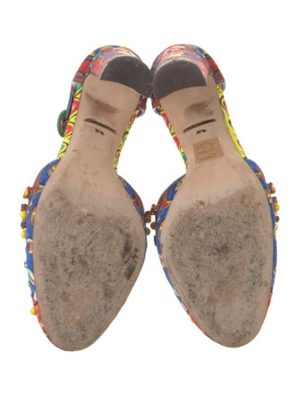 Dolce & Gabbana Majolica Print Canvas T-Strap Pumps
