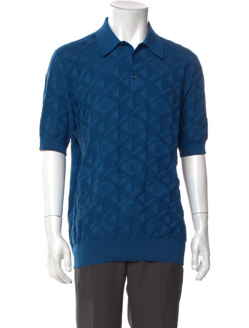 Dolce & Gabbana Silk Plaid Print Polo Shirt