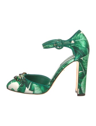 Dolce & Gabbana Satin Floral Print D'Orsay Pumps