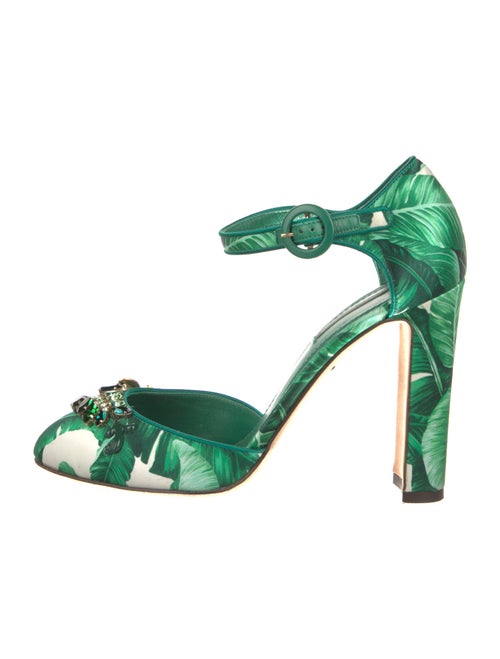 Dolce & Gabbana Satin Floral Print D'Orsay Pumps