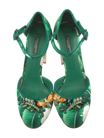 Dolce & Gabbana Satin Floral Print D'Orsay Pumps