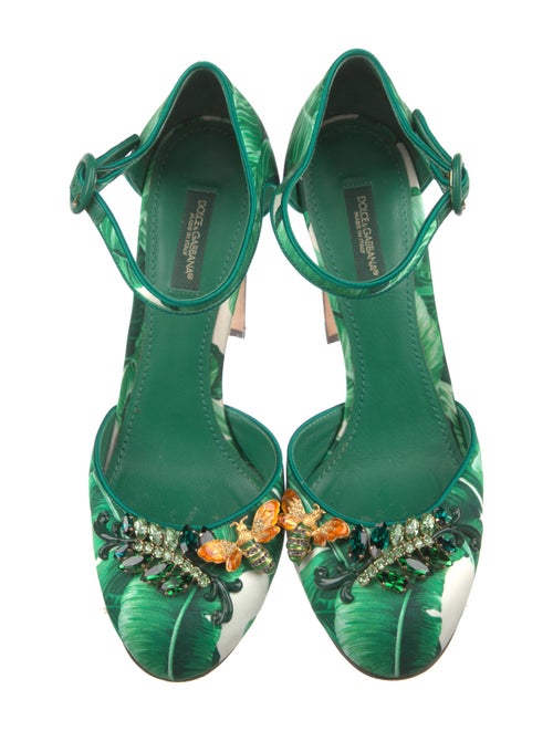 Dolce & Gabbana Satin Floral Print D'Orsay Pumps