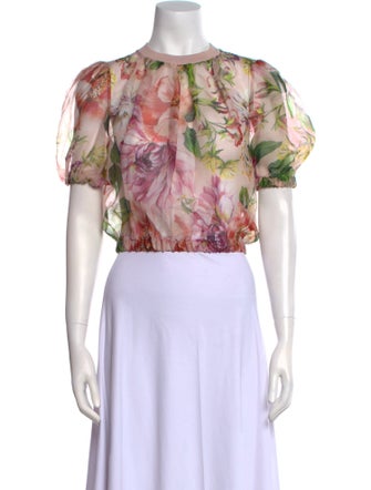 Dolce & Gabbana Silk Floral Print Crop Top