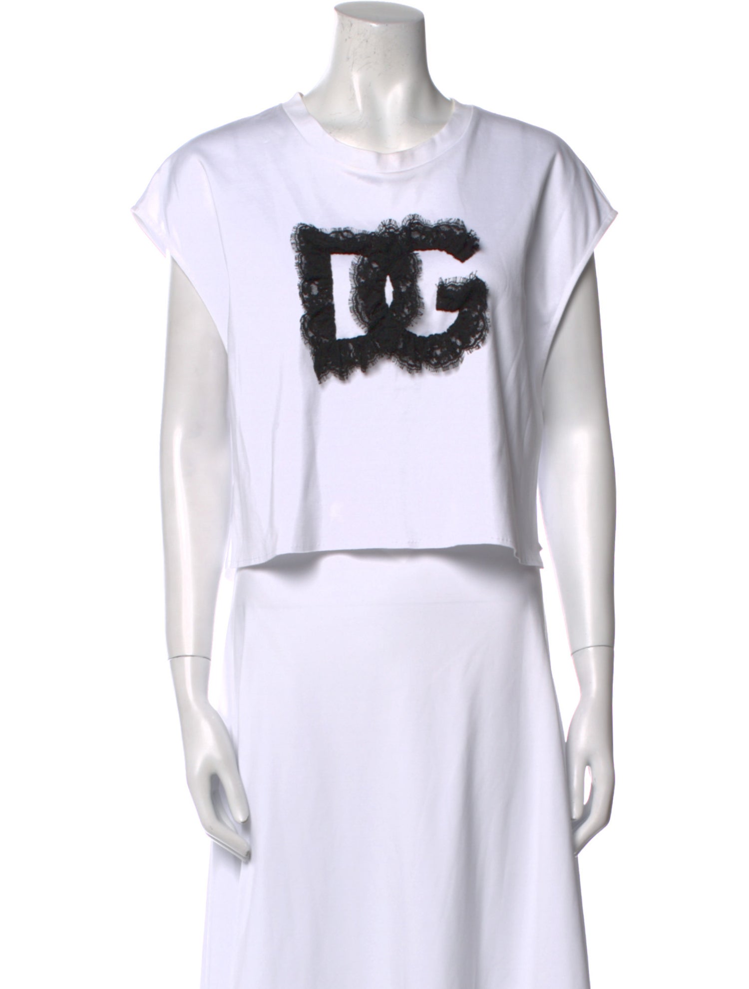 Dolce & Gabbana Graphic Print Crew Neck Crop Top