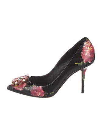 Dolce & Gabbana Leather Floral Print Pumps