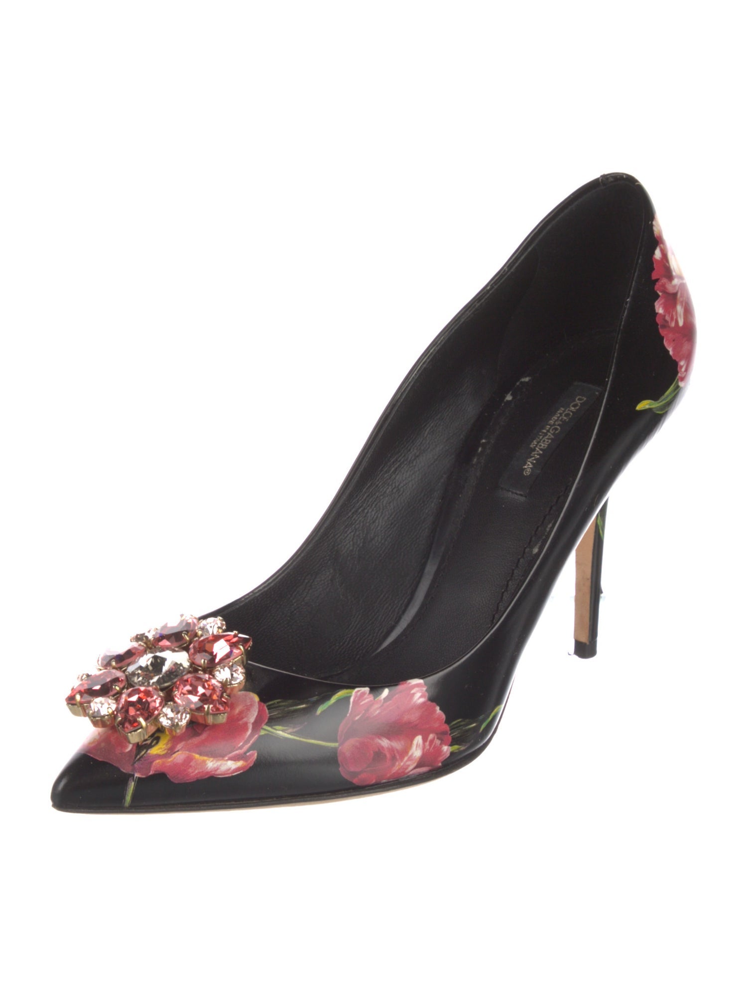 Dolce & Gabbana Leather Floral Print Pumps