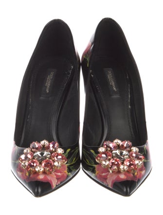 Dolce & Gabbana Leather Floral Print Pumps