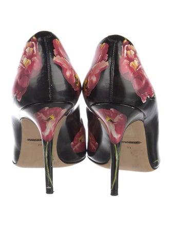 Dolce & Gabbana Leather Floral Print Pumps