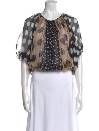 Dolce & Gabbana Silk Polka Dot Print Crop Top