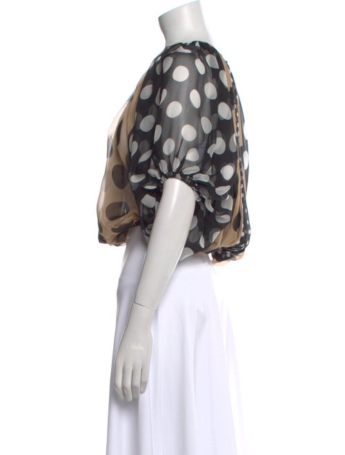 Dolce & Gabbana Silk Polka Dot Print Crop Top