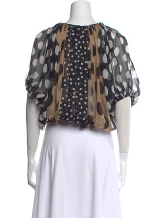Dolce & Gabbana Silk Polka Dot Print Crop Top