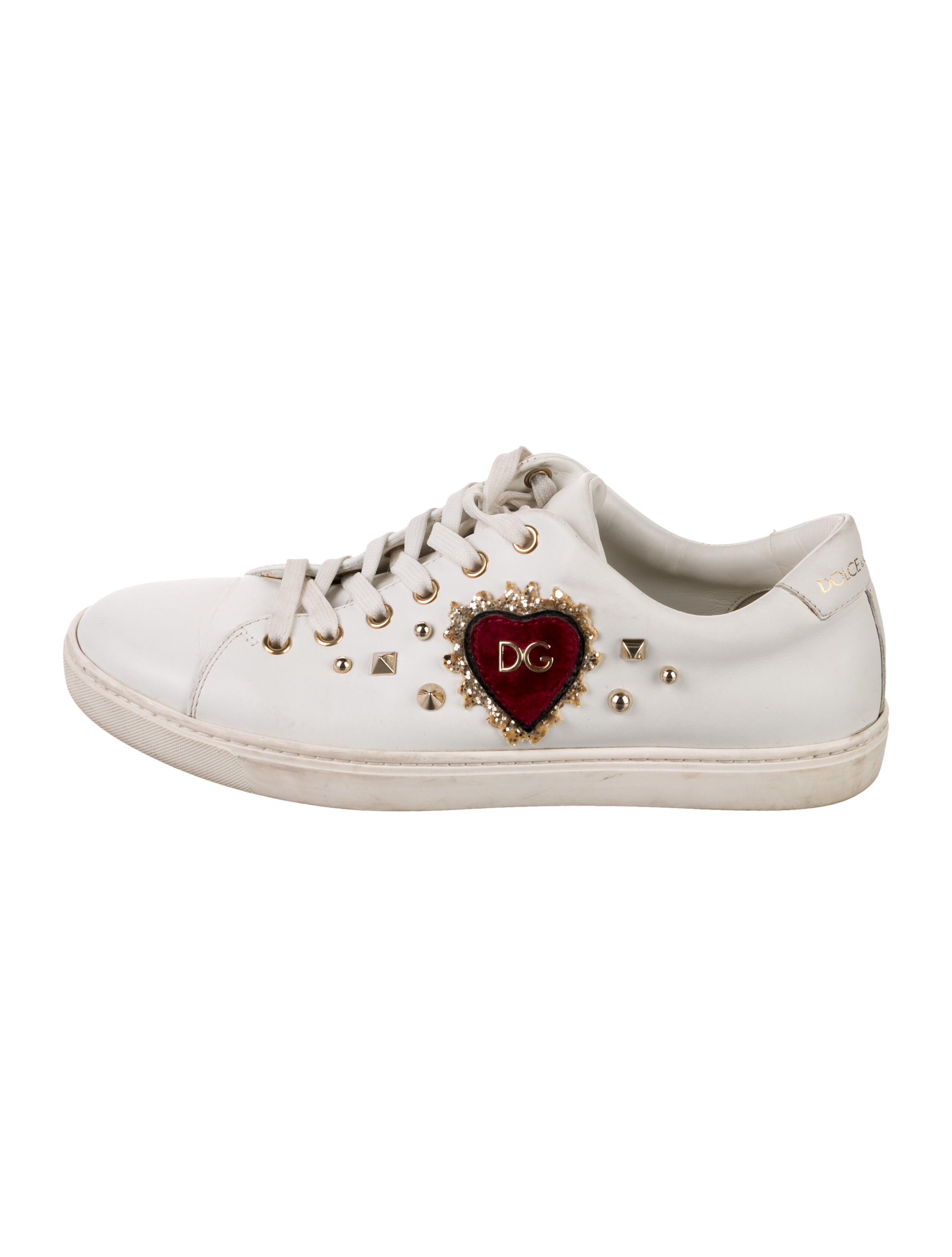 Dolce & Gabbana Leather Glitter Accents Sneakers