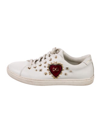 Dolce & Gabbana Leather Glitter Accents Sneakers