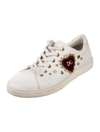 Dolce & Gabbana Leather Glitter Accents Sneakers