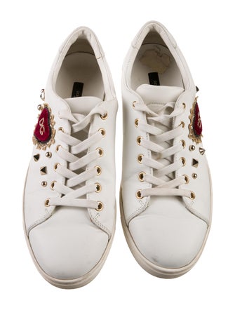 Dolce & Gabbana Leather Glitter Accents Sneakers