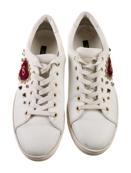 Dolce & Gabbana Leather Glitter Accents Sneakers