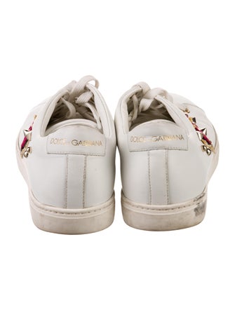 Dolce & Gabbana Leather Glitter Accents Sneakers