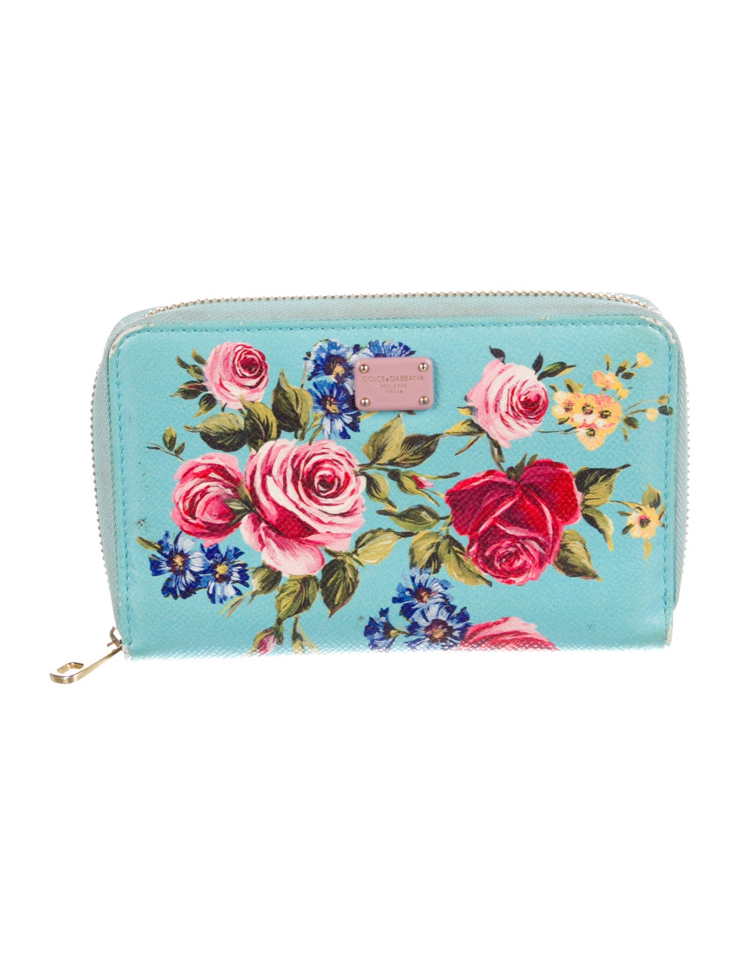 Dolce & Gabbana Leather Floral Print Continental Wallet