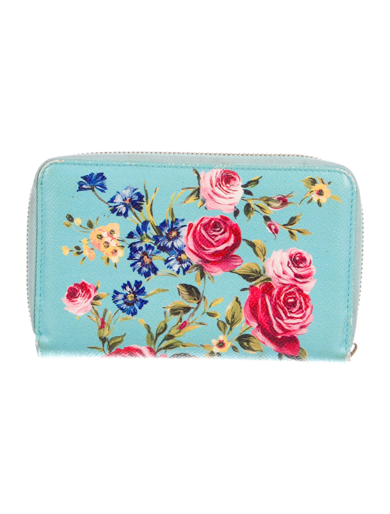 Dolce & Gabbana Leather Floral Print Continental Wallet
