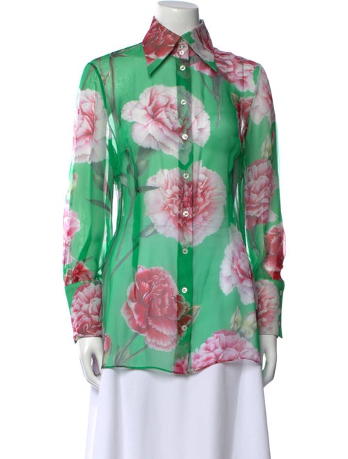 Dolce & Gabbana Silk Floral Print Button-Up Top