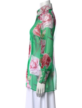 Dolce & Gabbana Silk Floral Print Button-Up Top