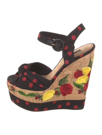 Dolce & Gabbana Printed Embroidered Accent Espadrilles