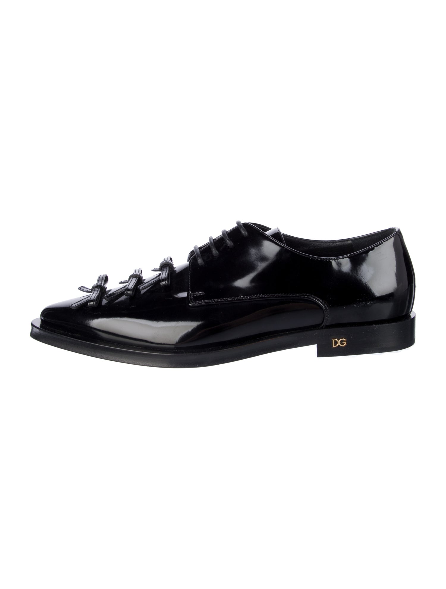 Dolce & Gabbana Patent Leather Bow Accents Oxfords
