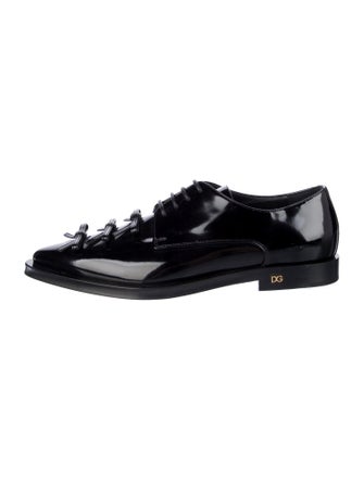 Dolce & Gabbana Patent Leather Bow Accents Oxfords