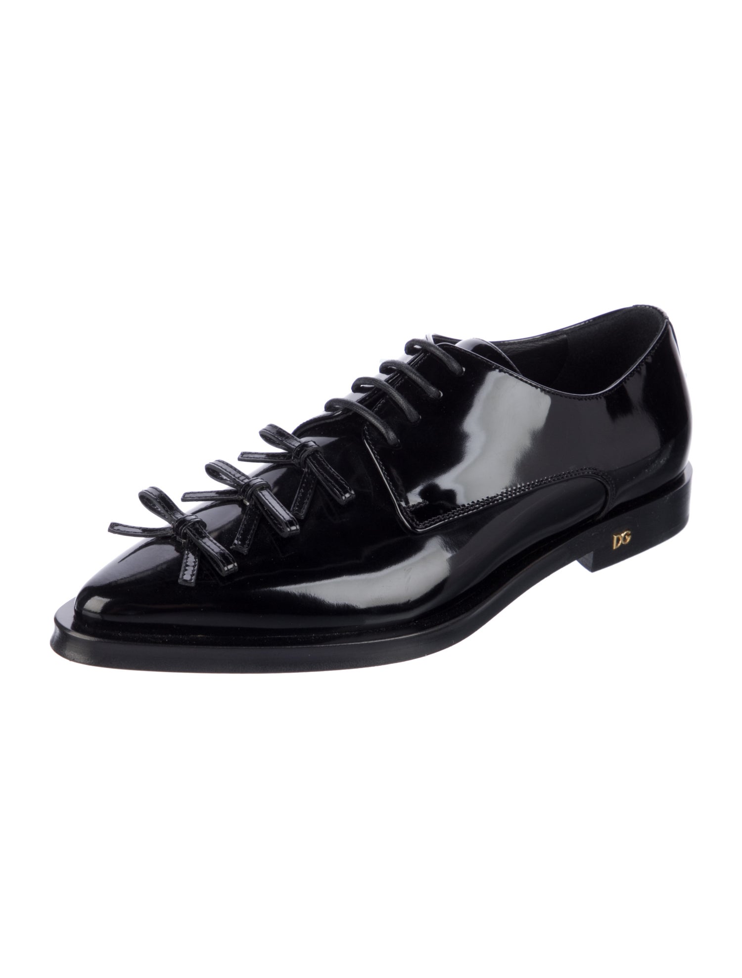 Dolce & Gabbana Patent Leather Bow Accents Oxfords