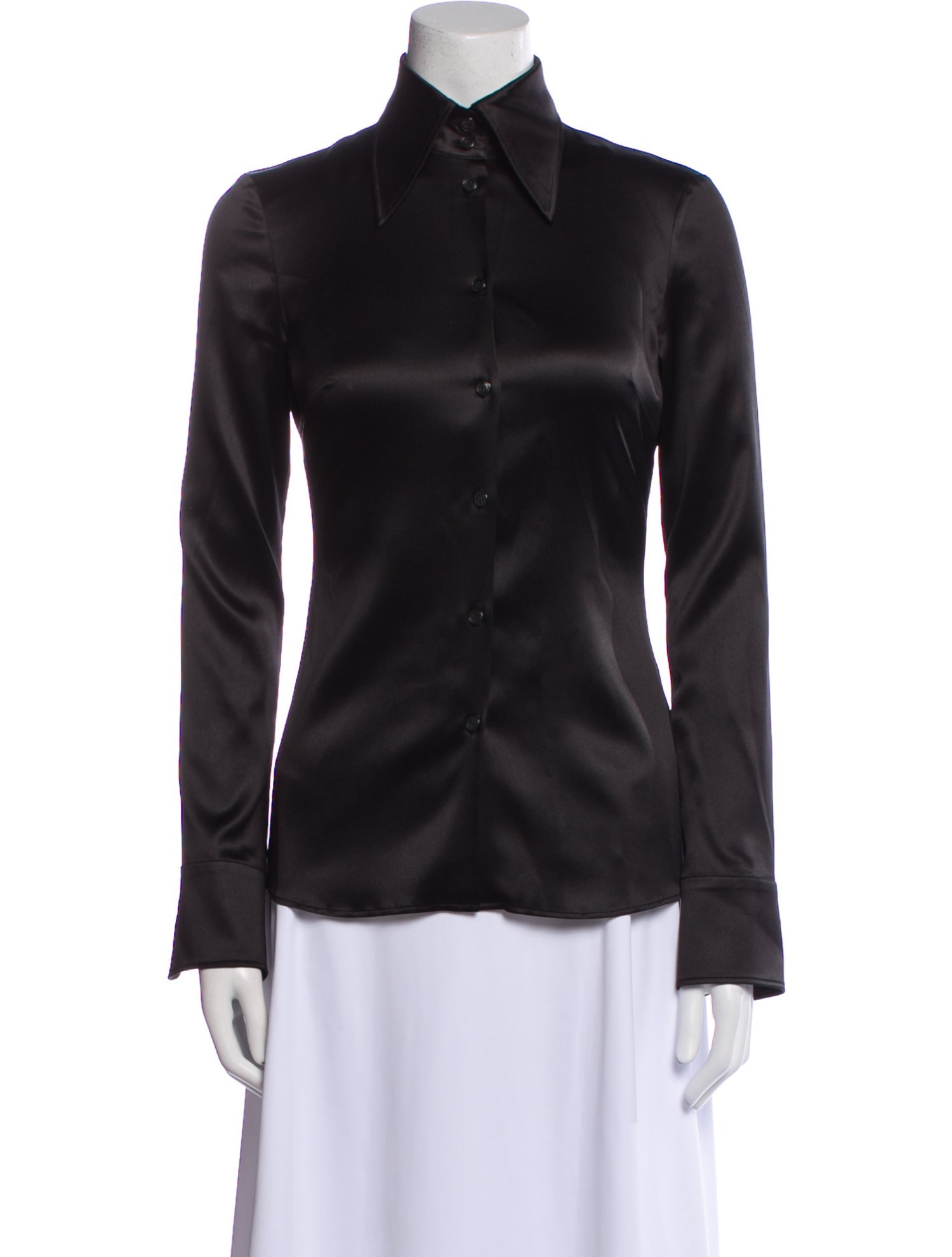 Dolce & Gabbana Silk Long Sleeve Button-Up Top