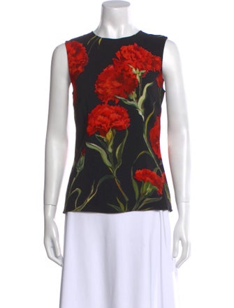 Dolce & Gabbana Floral Print Crew Neck Top