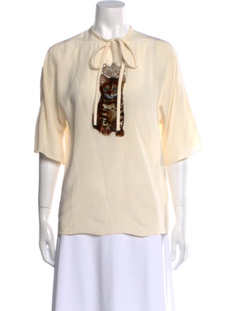 Dolce & Gabbana Silk Crew Neck Button-Up Top