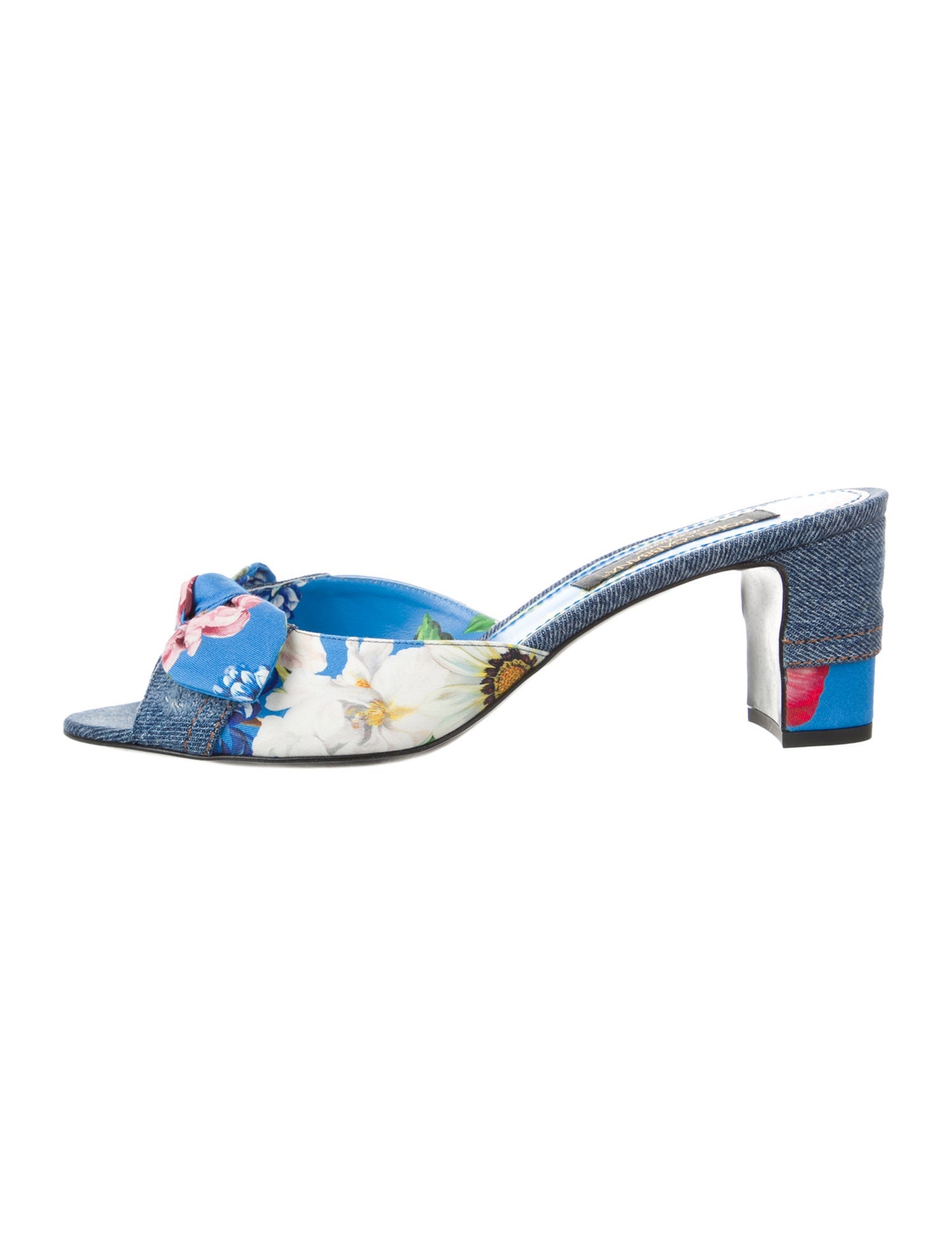 Dolce & Gabbana Denim Floral Print Slides